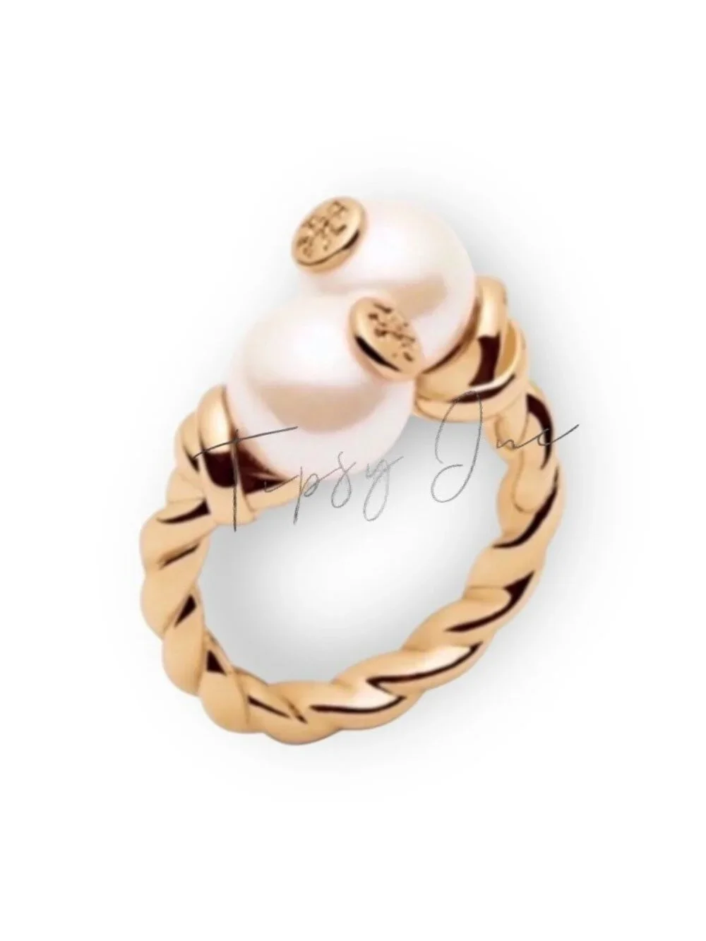 ✺ SIZE 7 ✺ AUTHENTIC TORY BURCH ROLLED PEARL LOGO RING   ✺✺